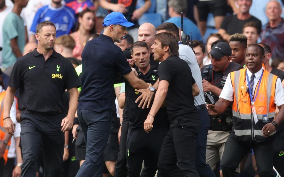 Chelsea manager Thomas Tuchel and Tottenham Hotspur manager Antonio Conte clash - Paul Childs/Action Images via Reuters