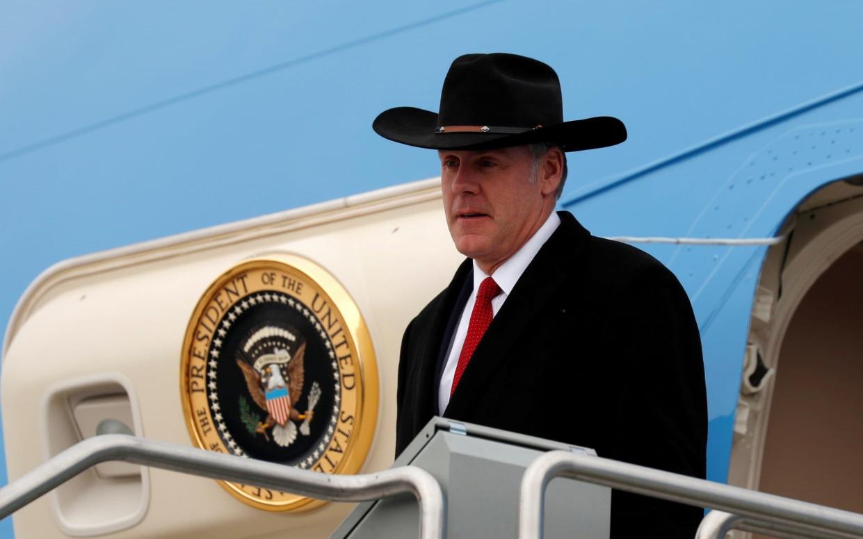 Ryan Zinke stepping off Air Force One - REUTERS