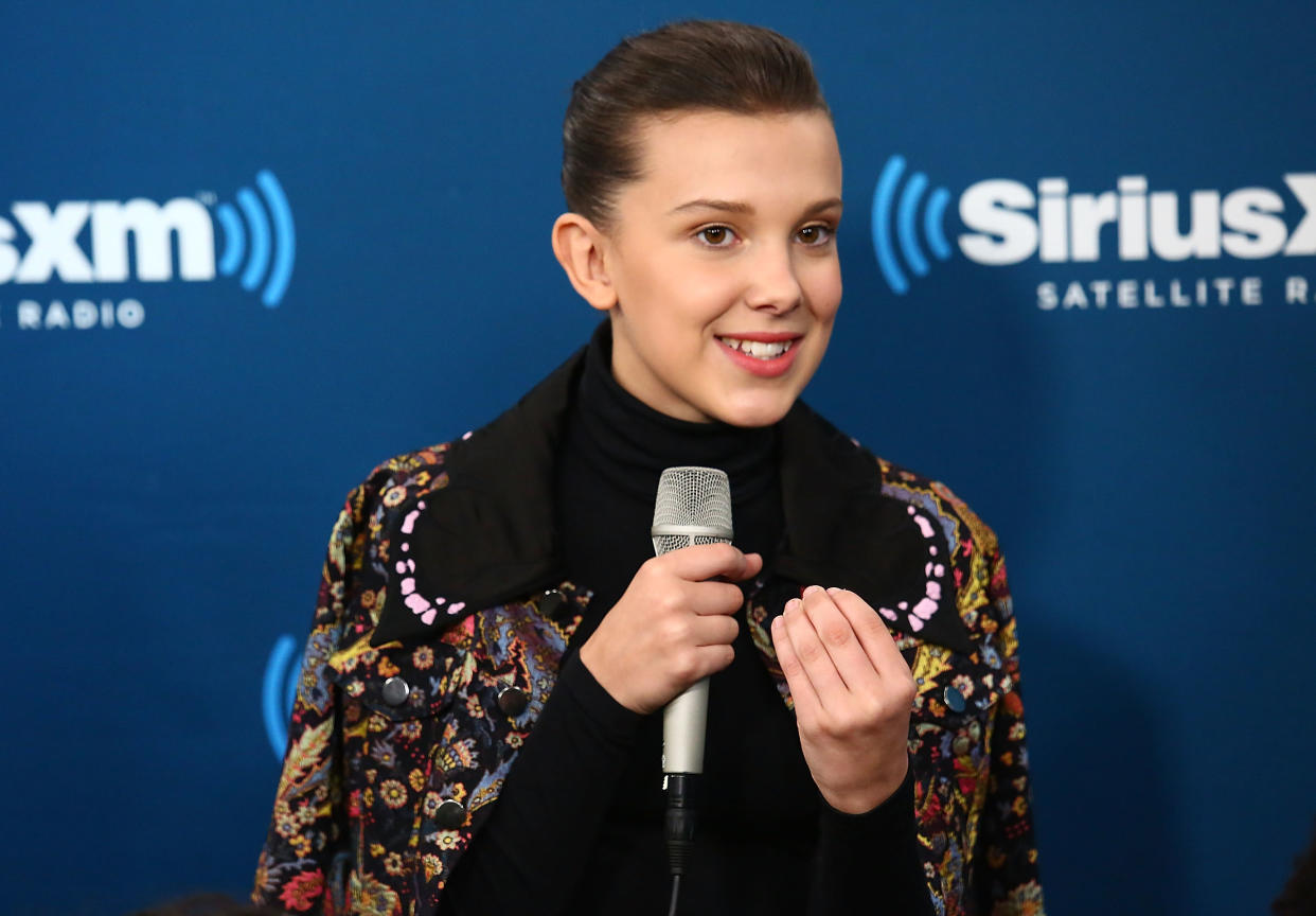 Actress Millie Bobby Brown attends SiriusXM’s ‘Town Hall’ with the cast of Stranger Things on SiriusXM’s Entertainment Weekly Radio on November 1, 2017 in New York City. (Photo by Astrid Stawiarz/Getty Images for SiriusXM)