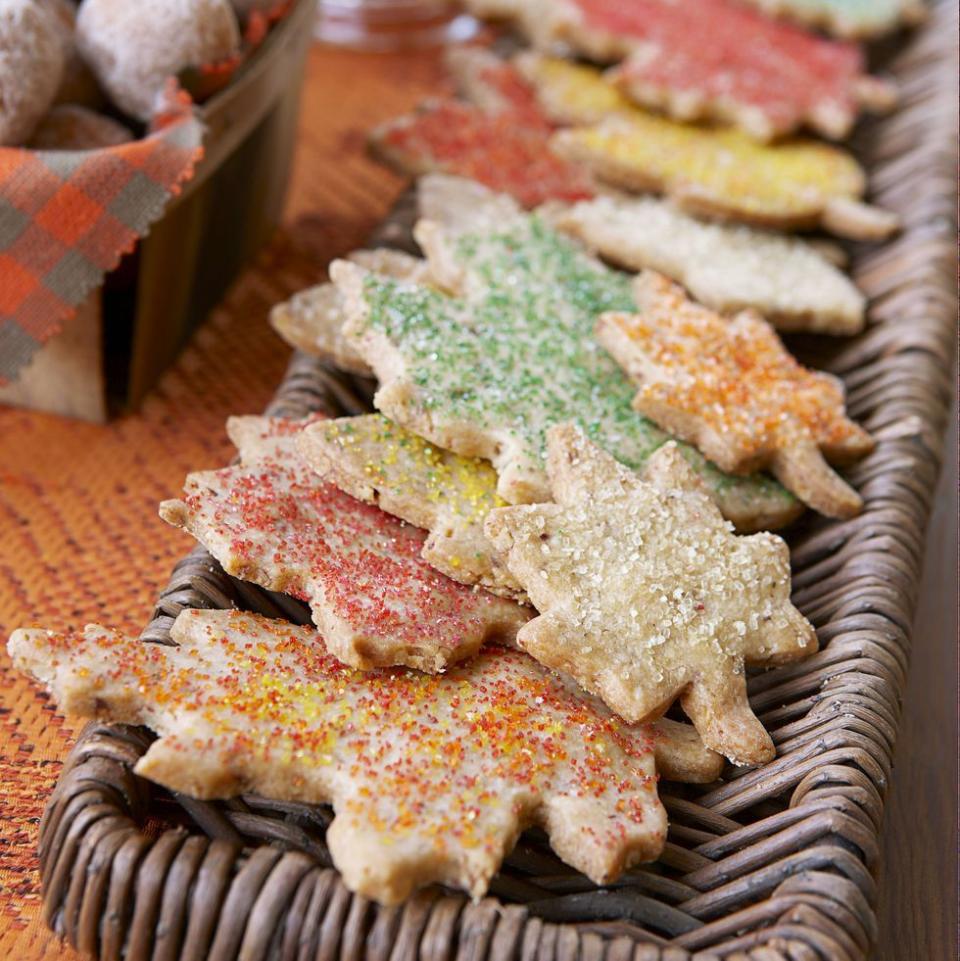 <p>Add these buttery maple pecan cookies to your Halloween dessert table for some extra fall flair.</p><p><em><a href="https://www.goodhousekeeping.com/food-recipes/a11299/pecan-maple-leaves-recipe-ghk1011/" rel="nofollow noopener" target="_blank" data-ylk="slk:Get the recipe for Pecan Maple Leaves »;elm:context_link;itc:0;sec:content-canvas" class="link ">Get the recipe for Pecan Maple Leaves »</a></em></p>