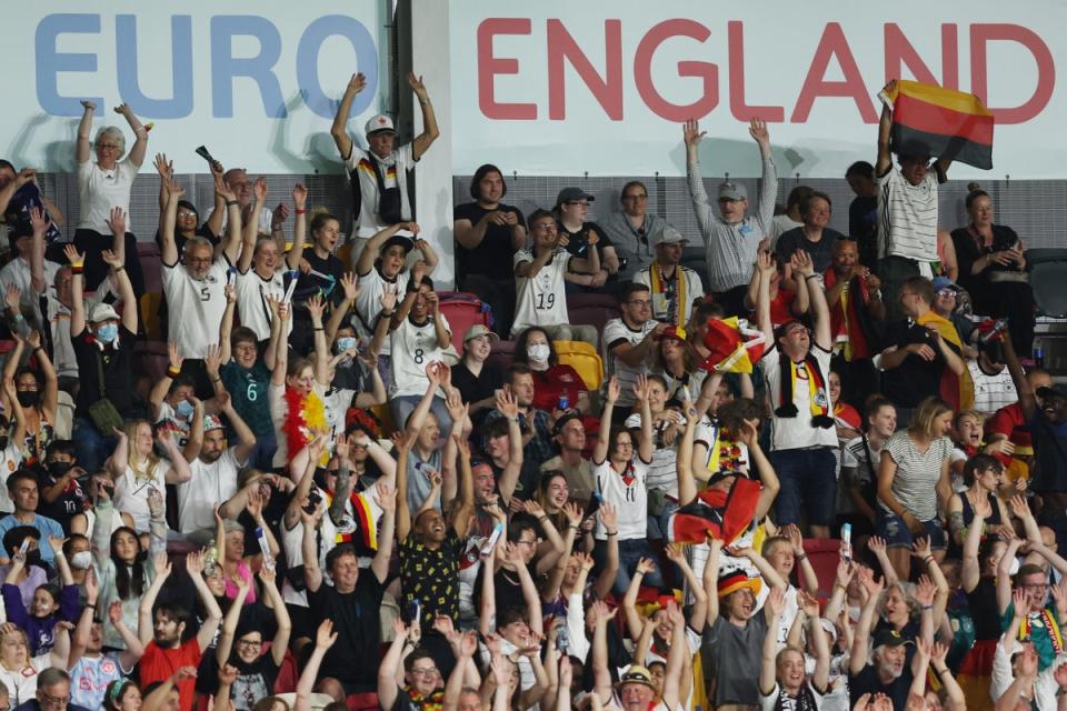 Germany fans at Brentford’s stadium. (Getty Images for DFB)