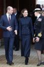 <p>Kate and Prince William accompanied Prince Charles and Camilla on <a href="https://www.townandcountrymag.com/society/tradition/a30859150/kate-middleton-prince-william-charles-camilla-rare-appearance-military-rehab-leicester/" rel="nofollow noopener" target="_blank" data-ylk="slk:a visit to Leicestershire;elm:context_link;itc:0;sec:content-canvas" class="link ">a visit to Leicestershire</a>, where they toured a rehabilitation center for members of the armed forces. The Duchess chose a military-inspired, navy blue <a href="https://www.townandcountrymag.com/society/tradition/a30859254/kate-middleton-mcqueen-military-coat-leicestershire-photos/" rel="nofollow noopener" target="_blank" data-ylk="slk:Alexander McQueen jacket and skirt;elm:context_link;itc:0;sec:content-canvas" class="link ">Alexander McQueen jacket and skirt</a> for the occasion. She completed the look with black heeled boots, black gloves, and drop earrings. </p>