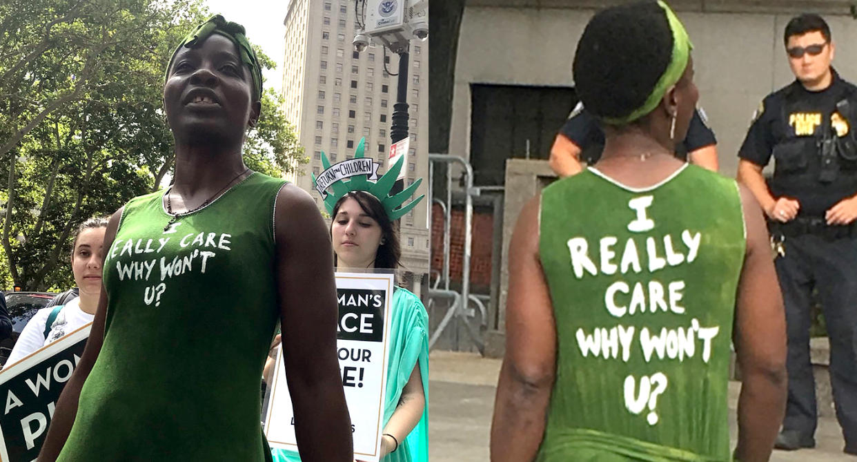 Therese Patricia Okoumou at her court appearance on Aug. 3, 2018, in New York City. (Photo: AP Images/Getty Images)