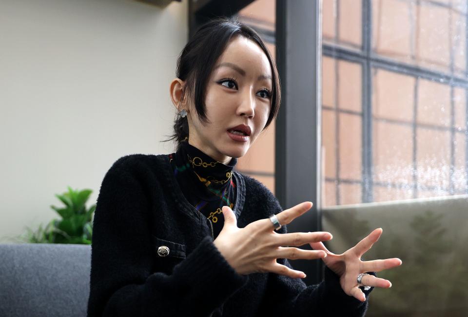 Yeonmi Park, a North Korean defector and bestselling author, answers interview questions at the Triad Center in Salt Lake City on Wednesday, Feb. 7, 2024. | Kristin Murphy, Deseret News