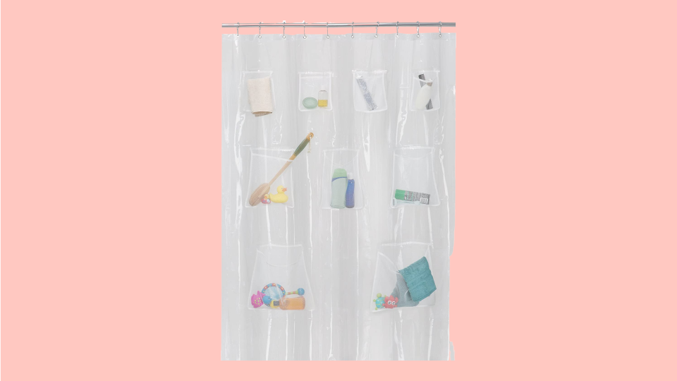 storage ideas for small spaces: pocket shower curtain