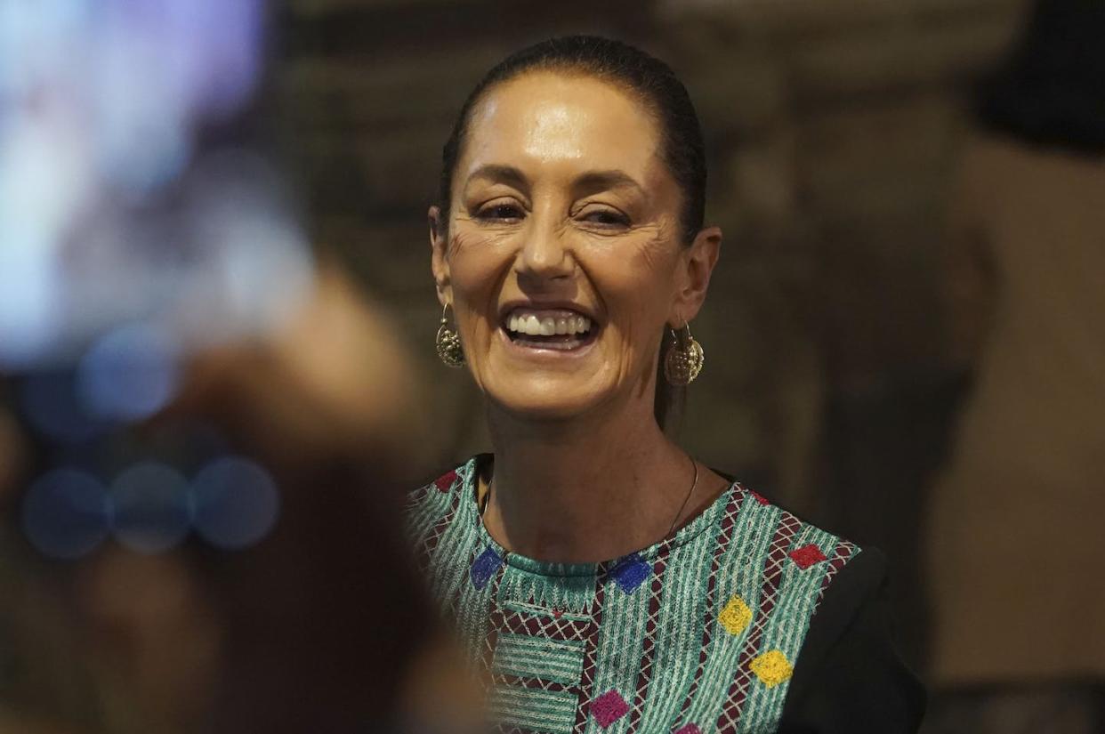 Claudia Sheinbaum, the favorite to become Mexico's first female president. <a href="https://newsroom.ap.org/detail/MexicoElections/72c870d1426245e9b5acff64d1d0eef5/photo?Query=Sheinbaum&mediaType=photo&sortBy=creationdatetime:desc&dateRange=Anytime&totalCount=211&currentItemNo=3" rel="nofollow noopener" target="_blank" data-ylk="slk:AP Photo/Marco Ugarte;elm:context_link;itc:0;sec:content-canvas" class="link ">AP Photo/Marco Ugarte</a>
