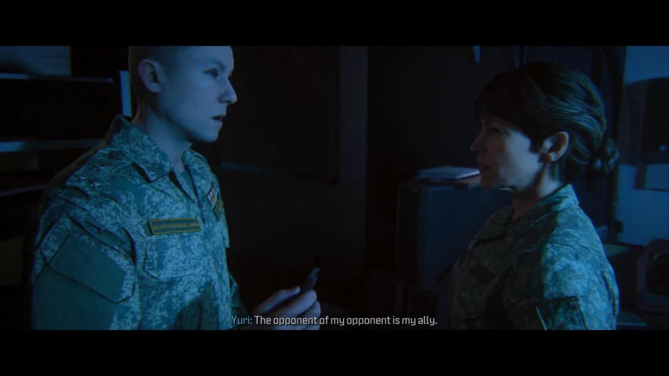 Call of Duty: Modern Warfare 3 Deep Cover cutscene featuring Laswell and Yuri.