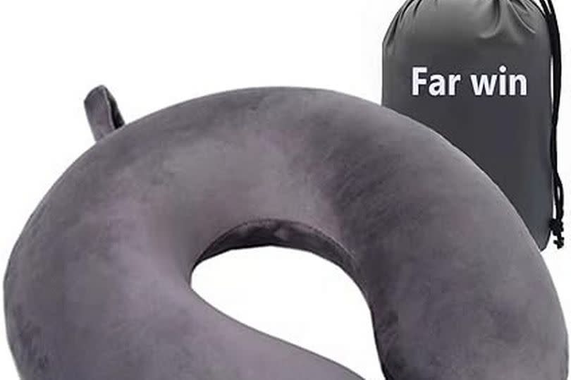 Far win Travel Pillow,100% Pure Memory Foam U Shaped Neck Pillow,Super Lightweight Portable Headrest Great for Airplane Chair, Car,Home,Office ,Sleeping Rest Cushion (grey)