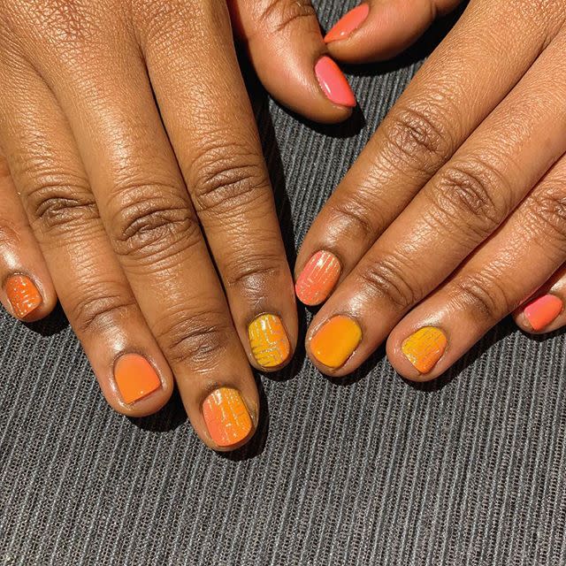 <p>Not only does this manicure remind us of autumnal sunsets, but it's proof that nail art can look just as cute on shorter tips.</p><p><a href="https://www.instagram.com/p/BuhsvmdA1uC/" rel="nofollow noopener" target="_blank" data-ylk="slk:See the original post on Instagram;elm:context_link;itc:0;sec:content-canvas" class="link ">See the original post on Instagram</a></p>