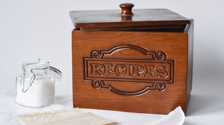 Old recipe box with cards