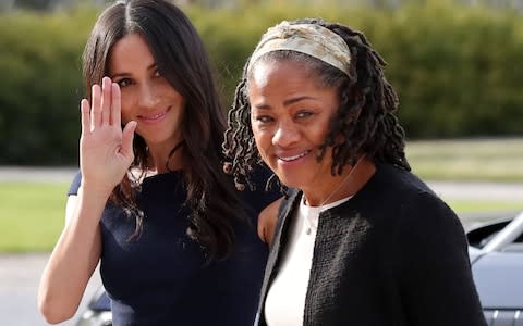 Meghan Markle arrives with her mother Doria Ragland at Cliveden House hotel  - Credit: STEVE PARSONS/AFP