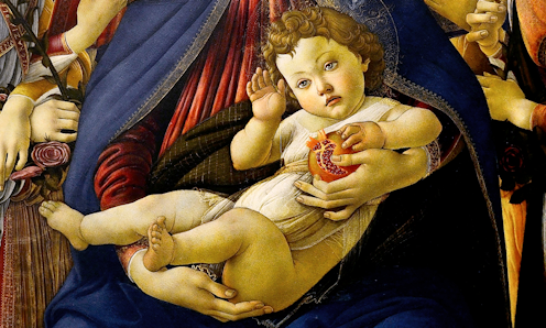 <span class="caption">Popular symbol of fertility: Botticelli's Madonna of the Pomegranate.</span> <span class="attribution"><a class="link " href="https://en.wikipedia.org/wiki/Madonna_of_the_Pomegranate#/media/File:Madonna_della_Melagrana_(Botticelli).png" rel="nofollow noopener" target="_blank" data-ylk="slk:Sandro Botticelli/Wikimedia Commons;elm:context_link;itc:0;sec:content-canvas">Sandro Botticelli/Wikimedia Commons</a></span>