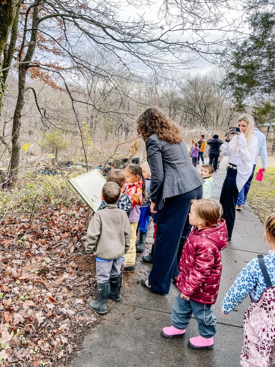 Ijams Nature Preschool participants were some of the first children to get to explore the new Storybook Trail on Nov. 30, 2022.