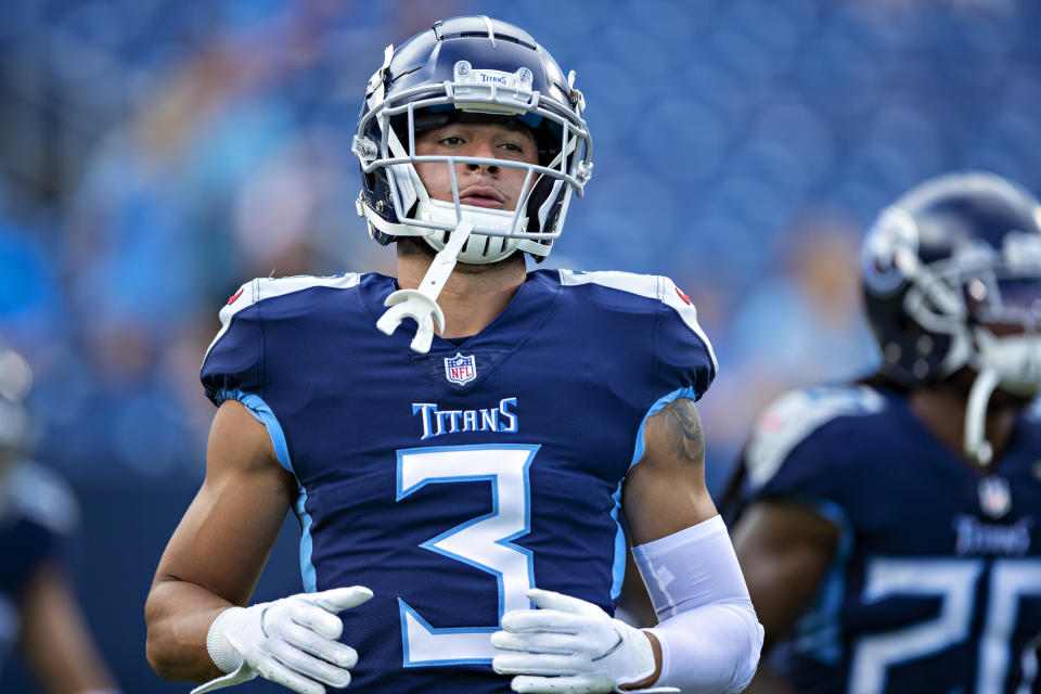 The Titans drafted Caleb Farley in the first round in 2021. (Photo by Wesley Hitt/Getty Images)