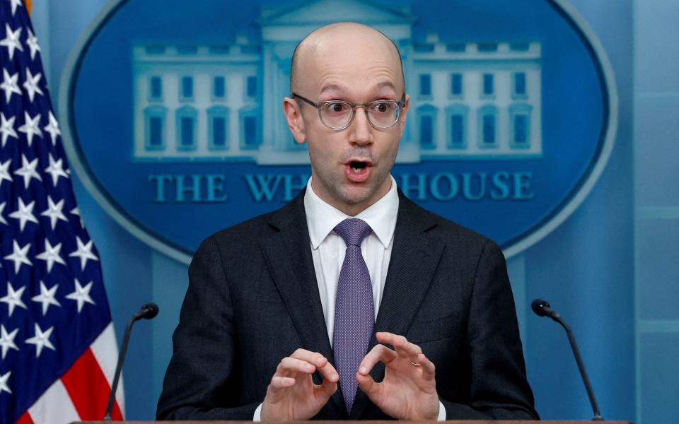 White House Counsel Spokesman Ian Sams speaks to reporters during the daily press briefing at the White House in Washington,