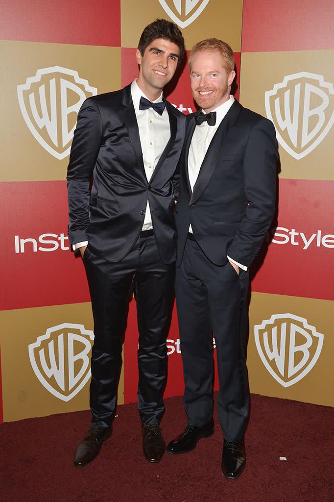 Jesse Tyler Ferguson and Justin Mikita attend the 2013 InStyle and Warner Bros. 70th Annual Golden Globe Awards Post-Party held at the Oasis Courtyard in The Beverly Hilton Hotel on January 13, 2013 in Beverly Hills, California.