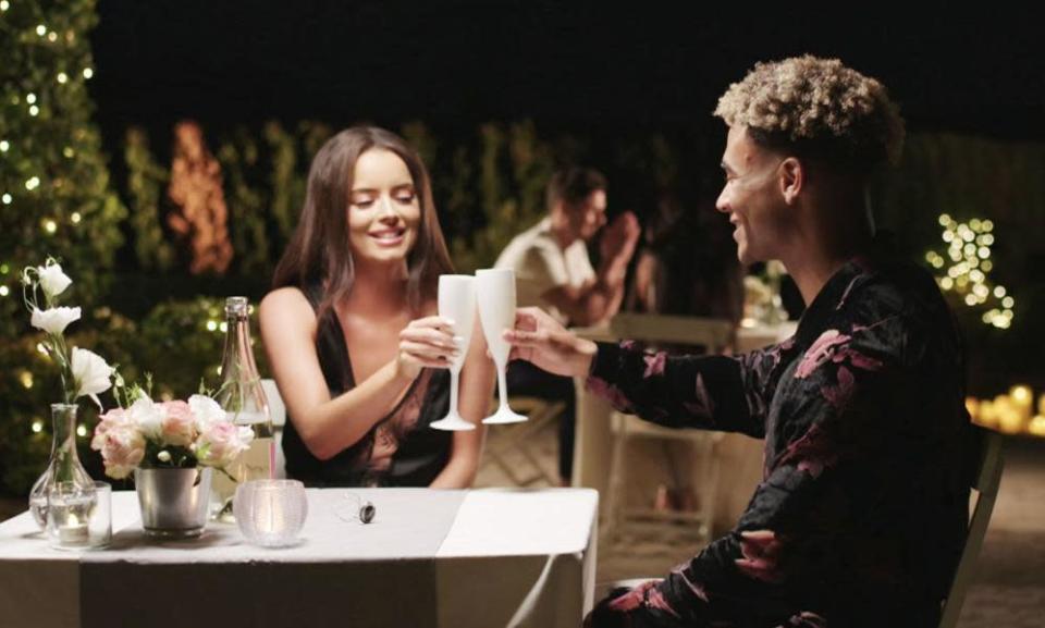 Maura Higgins and Jordan Hames have a romantic dinner on Love Island