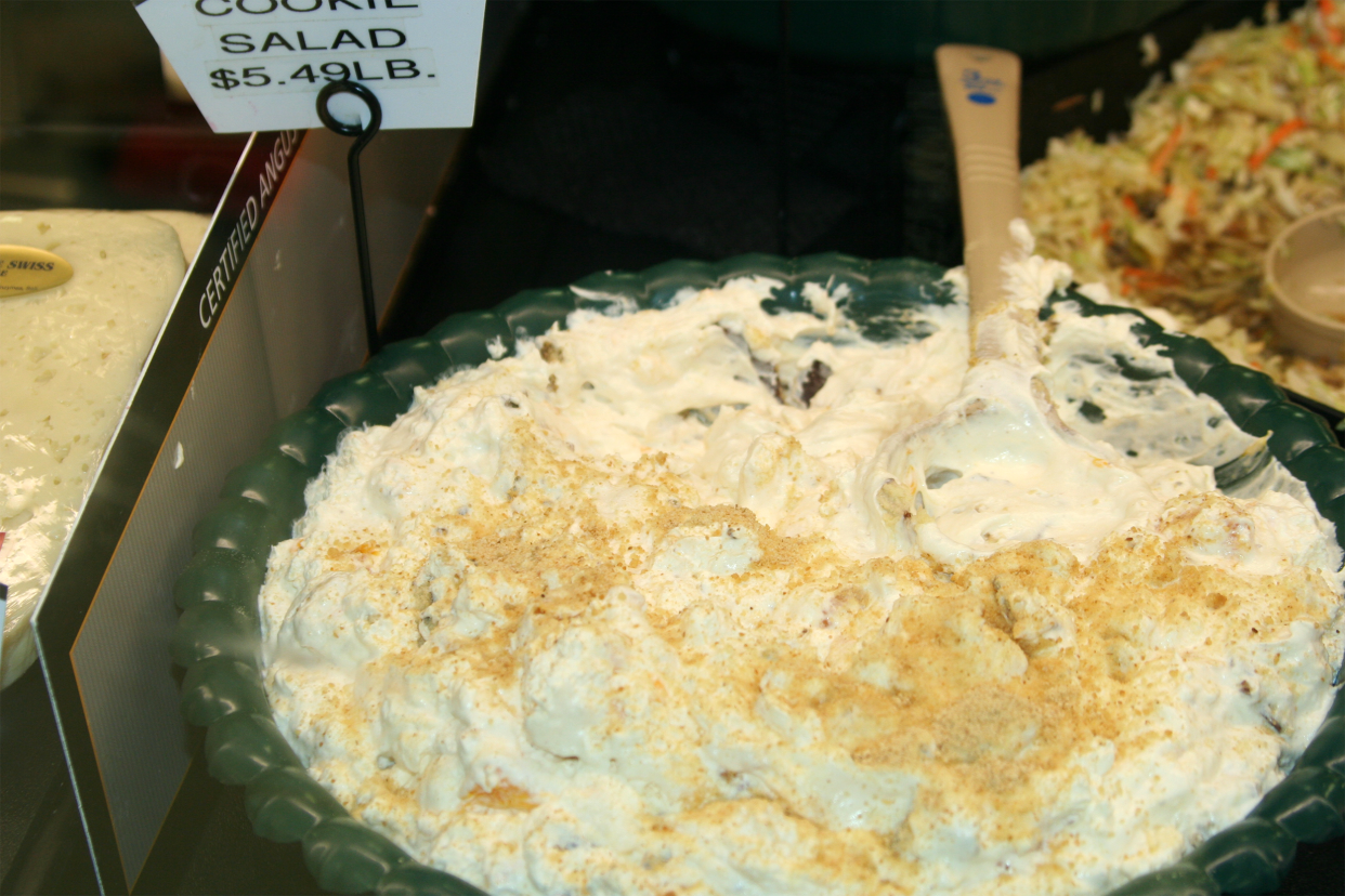 Cookie salad from a supermarket in the land of ice and snow (Minnesota).