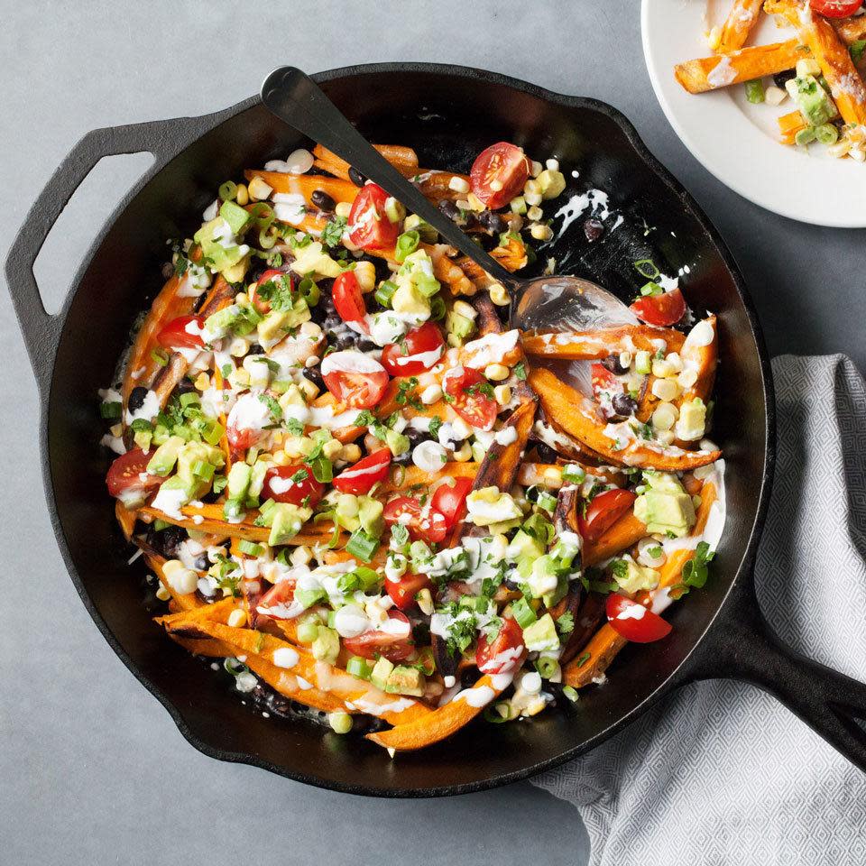 Loaded Sweet Potato Nacho Fries