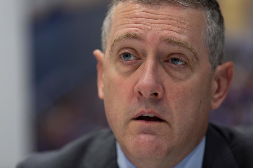 President and CEO of the Federal Reserve Bank of St. Louis James Bullard speaks during an interview with AFP in Washington, DC, on August 6, 2019. - The Federal Reserve has set US interest rates 