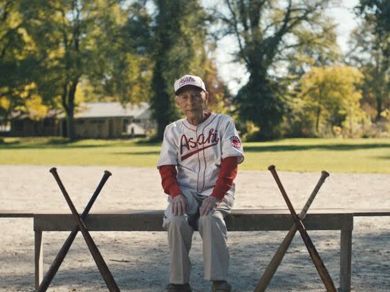 Kaye Kaminishi, in his Asahi baseball jersey, is featured in a Heritage Minute video released in February 2019.  (Historica Canada - image credit)