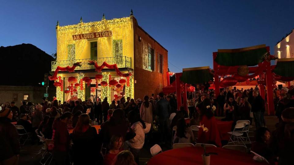 A block party took over downtown San Luis Obispo on Feb. 10, 2024, with hundreds of people packing Palm Street in front of the Ah Louis Store to celebrate not only the building’s 150th anniversary, but also Lunar New Year. 