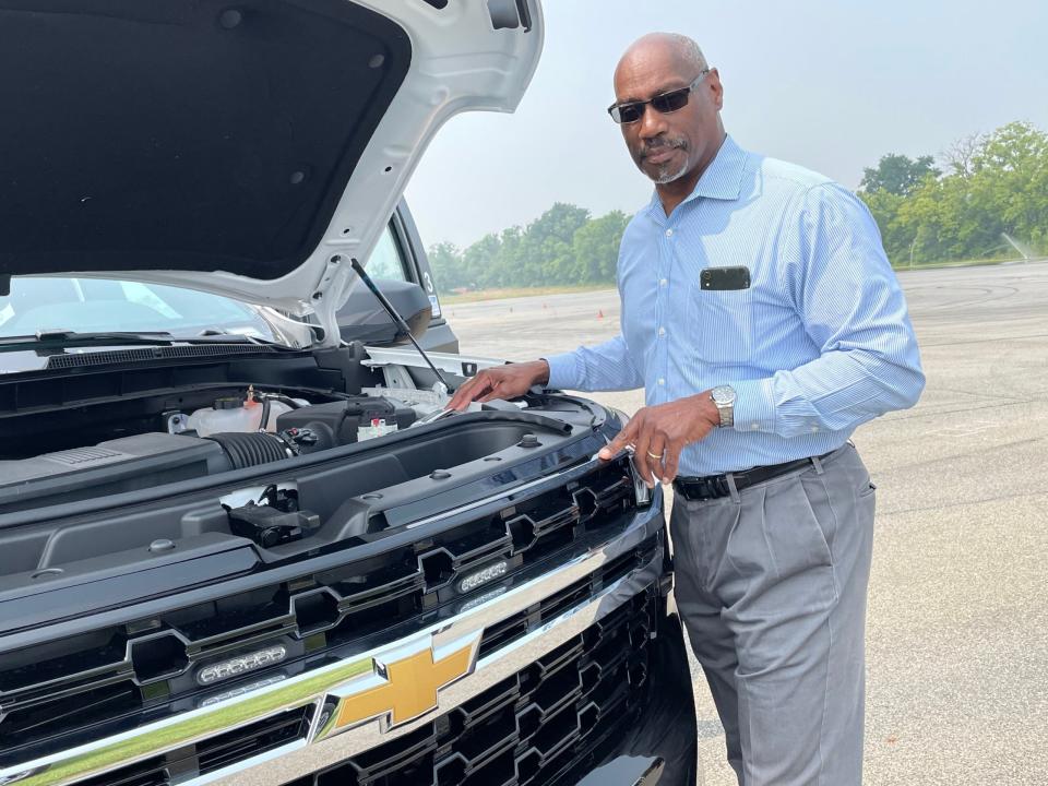 Assistant Secretary for Diplomatic Security Gentry Smith inspects a Prototype HD SUV on June 29, 2023. <em>Department of State</em>