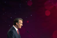 Virginia Republican gubernatorial candidate Glenn Youngkin participates in a debate with Democratic gubernatorial candidate and former Gov. Terry McAuliffe at Northern Virginia Community College, in Alexandria, Va., Tuesday, Sept. 28, 2021. (AP Photo/Cliff Owen)