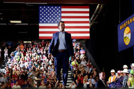 Donald Trump, Jr. arrives to speak at a Make America Great Again rally in Great Falls, Montana, U.S., July 5, 2018. REUTERS/Joshua Roberts/Files