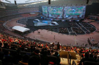 People watch the League of Legends 2017 World Championships Grand Final esports match between Samsung Galaxy and SK Telecom T1 at the Beijing National Stadium in Beijing, China, November 4, 2017. REUTERS/Thomas Peter