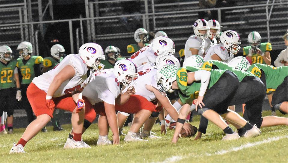 The guts behind the glory, in the trenches... The Owen Valley offensive line quietly does their job and does it well, helping the Patriot offense to over 1600 yards passing and over 1700 yards rushing this season, before Friday's game at Cloverdale.