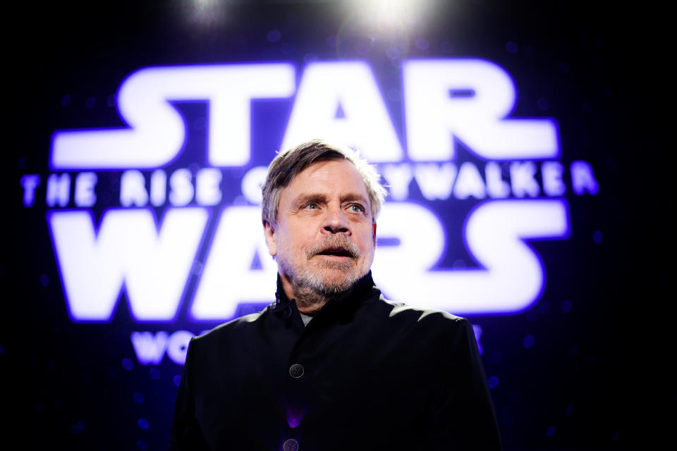 HOLLYWOOD, CALIFORNIA - DECEMBER 16: Mark Hamill attends the Premiere of Disney's 