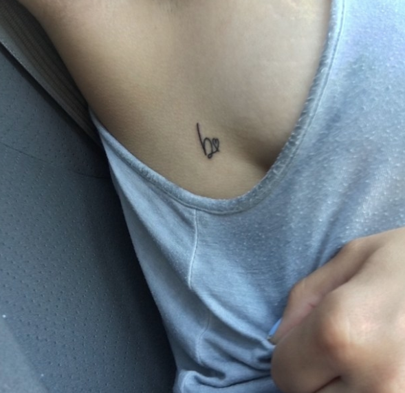 letter B and heart tattoo