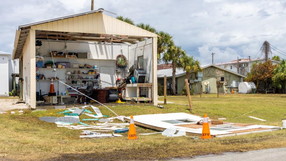 Cedar Key, Fl was damaged by wind and storm surge during Hurricane Idalia in August, 2023.