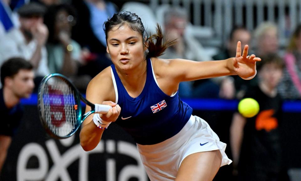 <span>Emma Raducanu said she might as well ‘go big or go home’ while a set and a break down against Caroline Garcia.</span><span>Photograph: Aurélien Meunier/Getty Images for ITF</span>