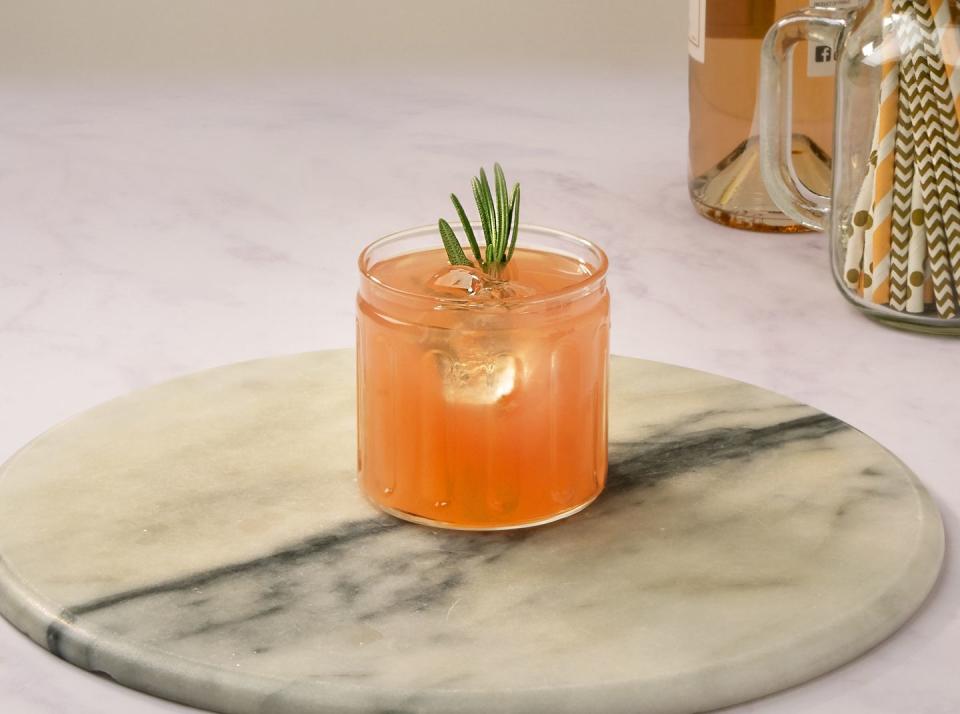 <p>Rose wine, vermouth and pink grapefruit juice create a perfect summery drink.</p><p><strong>Recipe: <a href="https://www.goodhousekeeping.com/uk/food/recipes/a27253349/rose-wine-spritzer/" rel="nofollow noopener" target="_blank" data-ylk="slk:Rosemary rose spritzer;elm:context_link;itc:0;sec:content-canvas" class="link ">Rosemary rose spritzer</a></strong></p>