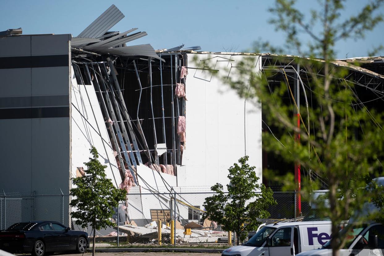 A FedEx facility in Portage damaged by Tuesday's tornado is seen on Wednesday, May 8, 2024.