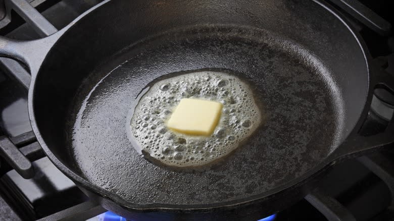 butter in cast iron pan