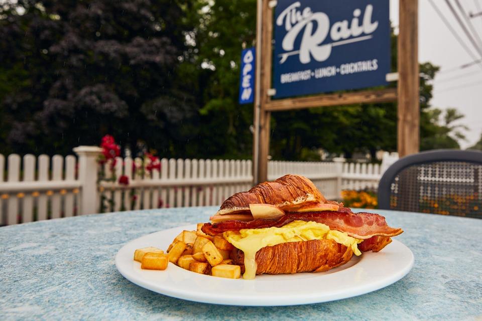 ORLEANS - 06/25/21 The Rail's Apple Croissant served with home fries comes with their classic house apple butter.