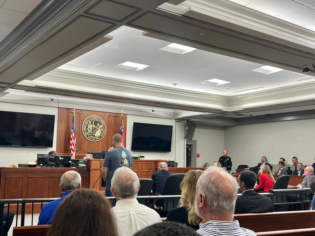 Matthew Ferster appeared in Brunswick County Superior Court Friday for sentencing after he pleaded guilty to three counts of felony death by impaired boating.