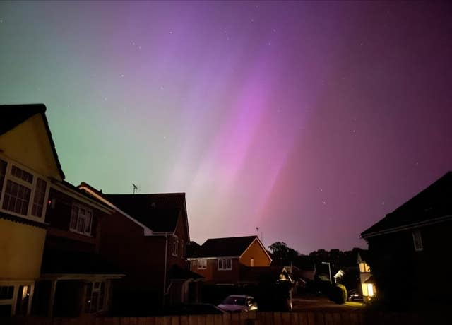 The Northern Lights over Rushmere St Andrew in Suffolk