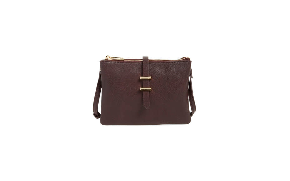 <p>This burgundy-brown bag has two separate zip-top pockets for when you want to keep your snacks separate from <a rel="nofollow noopener" href="http://www.travelandleisure.com/attractions/museums-galleries/guide-to-the-louvre" target="_blank" data-ylk="slk:your Louvre map;elm:context_link;itc:0;sec:content-canvas" class="link ">your Louvre map</a>.</p><p>To buy: <a rel="nofollow noopener" href="http://click.linksynergy.com/fs-bin/click?id=93xLBvPhAeE&subid=0&offerid=446187.1&type=10&tmpid=8158&RD_PARM1=http%3A%2F%2Fshop.nordstrom.com%2Fs%2Fbp-faux-leather-double-pouch-crossbody-bag%2F4267094&u1=tl_crossbodybags" target="_blank" data-ylk="slk:nordstrom.com;elm:context_link;itc:0;sec:content-canvas" class="link ">nordstrom.com</a>, $45.</p>