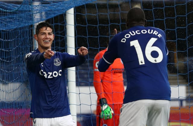 James Rodriguez, left, starred for Everton