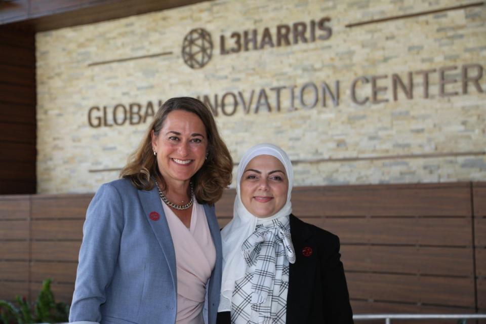L3Harris Technologies Vice President and Chief Information Officer Jacqui Nevils, left, with Lama Sha’sha’a of Jordan.