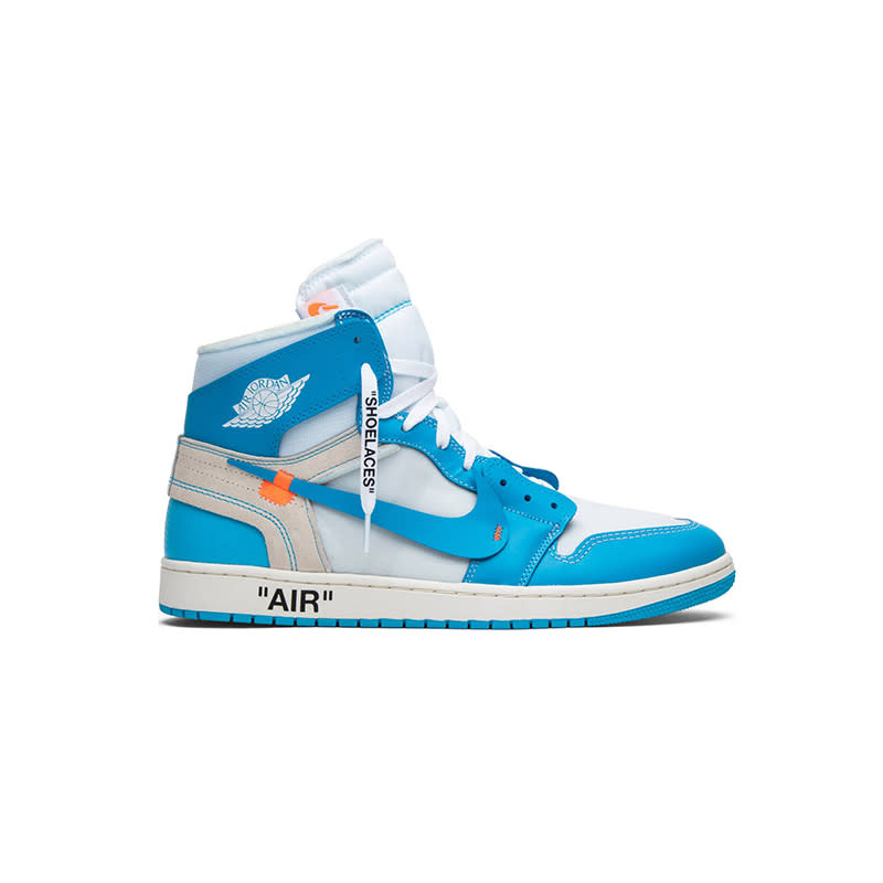 <a rel="nofollow noopener" href="https://www.goat.com/sneakers/off-white-x-air-jordan-1-retro-high-og-powder-blue-aq0818-148?gclid=Cj0KCQjw45_bBRD_ARIsAJ6wUXRSf-ZPNkeqzvmcteO3xtsux_CScQhuPqjxsZhFp-pY7Rll5vR0J4caAsFDEALw_wcB" target="_blank" data-ylk="slk:1 Retro High OG 'UNC', Off-White x Air Jordan, $690Get 'em before they sell out. Because they will.;elm:context_link;itc:0;sec:content-canvas" class="link ">1 Retro High OG 'UNC', Off-White x Air Jordan, $690<p>Get 'em before they sell out. Because they will.</p> </a>