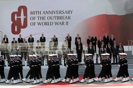 Officials attend a ceremony to mark the anniversary of the outbreak of World War Two in Warsaw