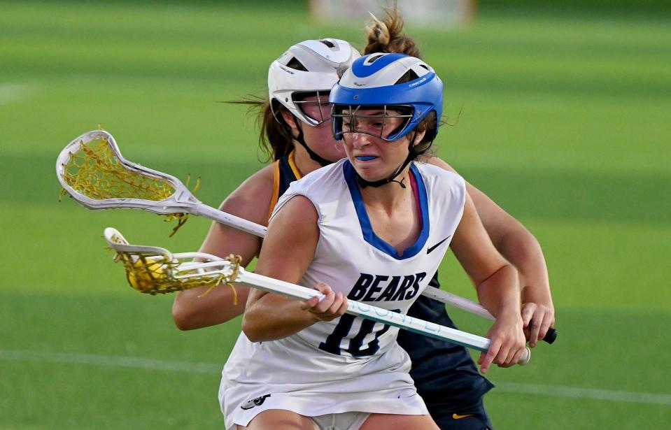 Bartram Trail attacker Ryann Frechette (10) fights for position during their 2022 game against Steinbrenner. Frechette is at the center of an NIL dispute to go before the FHSAA board of directors on Sunday.