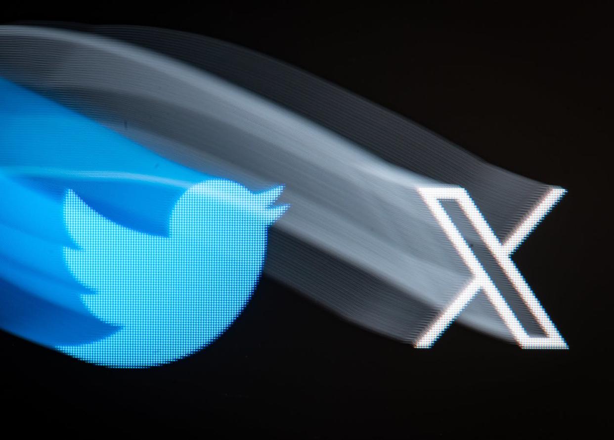 So far, Twitter's rebrand = X + why? <a href="https://www.gettyimages.com/detail/news-photo/longexposure-shot-shows-both-old-and-new-version-of-twitter-news-photo/1553537563?adppopup=true" rel="nofollow noopener" target="_blank" data-ylk="slk:Lorenzo Di Cola/NurPhoto via Getty Images;elm:context_link;itc:0;sec:content-canvas" class="link ">Lorenzo Di Cola/NurPhoto via Getty Images</a>