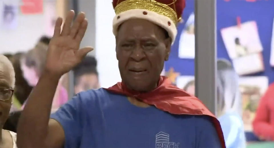 Georgia's Sand Hill school janitor John Lockett was given a crown and robe to wear as part of his royal farewell.