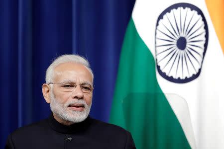 FILE PHOTO: Narendra Modi, India's prime minister, speaks during a joint news conference with Shinzo Abe, Japan's prime minister, not pictured, at Abe's official residence in Tokyo, Japan October 29, 2018. Kiyoshi Ota/Pool via Reuters